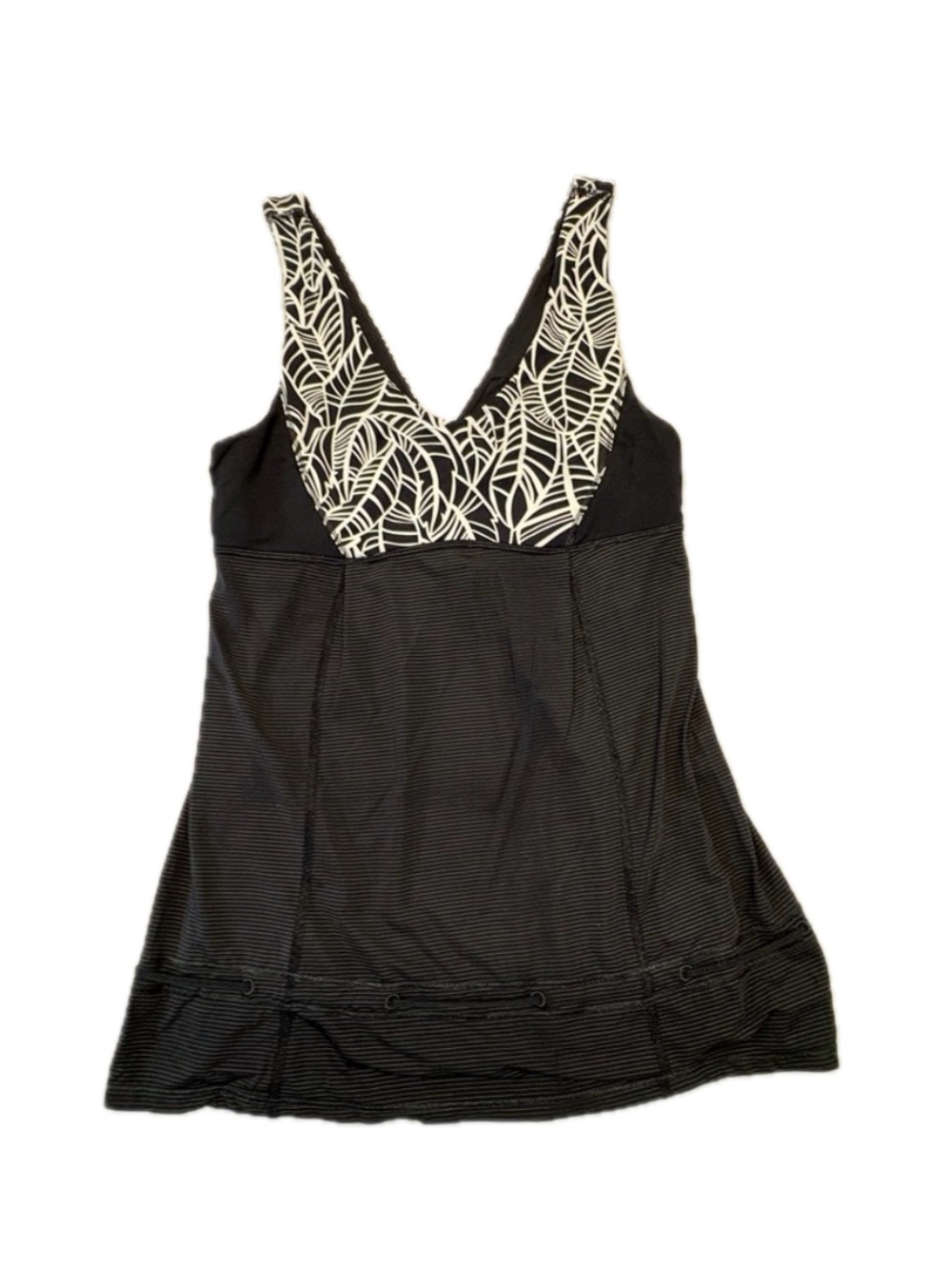 Lululemon Hustle & Bustle Tank Top Pretty Palm Black Angel Wing Size 6